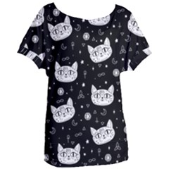 Gothic Cat Women s Oversized Tee by Valentinaart
