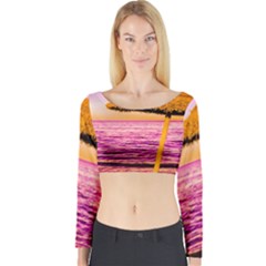 Pop Art Beach Umbrella  Long Sleeve Crop Top by essentialimage