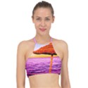 Pop Art Beach Umbrella  Racer Front Bikini Top View1