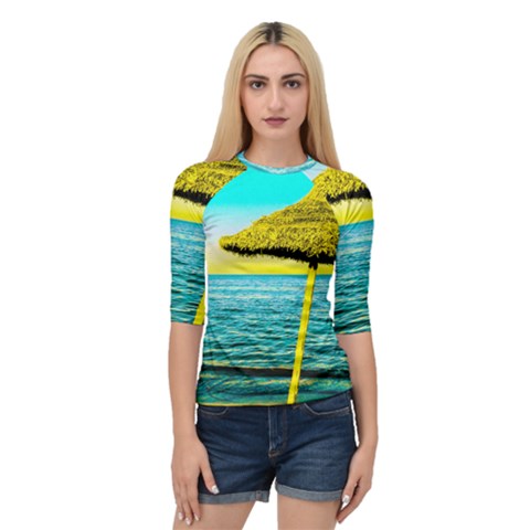 Pop Art Beach Umbrella  Quarter Sleeve Raglan Tee by essentialimage