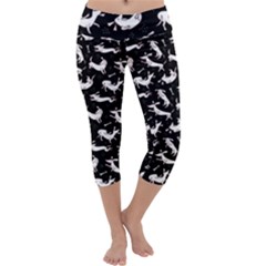 Funny Dachshund Dog And Bone Capri Yoga Leggings by trulycreative