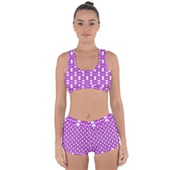 Pink  White  Abstract Pattern Racerback Boyleg Bikini Set by BrightVibesDesign