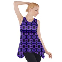 Purple Black Abstract Pattern Side Drop Tank Tunic by BrightVibesDesign