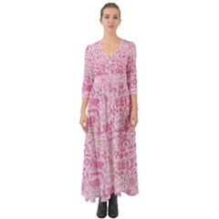 Coffee Pink Button Up Boho Maxi Dress by Amoreluxe