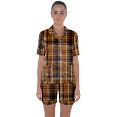 Tartan Design Satin Short Sleeve Pyjamas Set by impacteesstreetwearfour