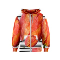 Tulip Watercolor Red And Black Stripes Kids  Zipper Hoodie