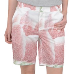 Tulip Red White Pencil Drawing Pocket Shorts by picsaspassion