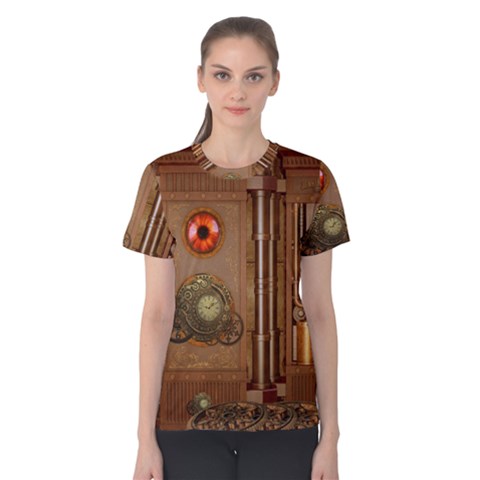 Steampunk Design Women s Cotton Tee by FantasyWorld7