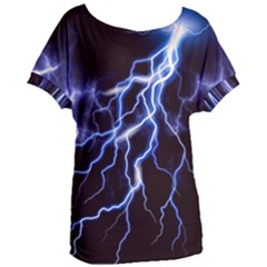 Blue Thunder Colorful Lightning Graphic Women s Oversized Tee by picsaspassion