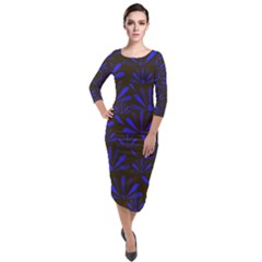 Zappwaits Flower Quarter Sleeve Midi Velour Bodycon Dress by zappwaits