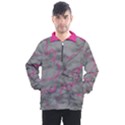 Marble light gray with bright magenta pink veins texture floor background retro neon 80s style neon colors print luxuous real marble Men s Half Zip Pullover View1