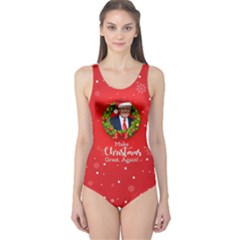 Make Christmas Great Again With Trump Face Maga One Piece Swimsuit by snek