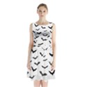 Bats Pattern Sleeveless Waist Tie Chiffon Dress View1