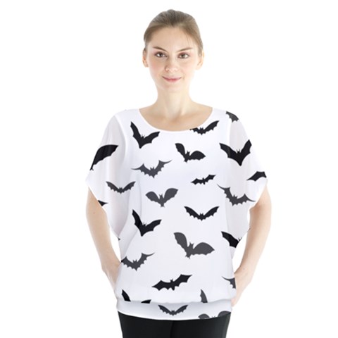 Bats Pattern Batwing Chiffon Blouse by Sobalvarro