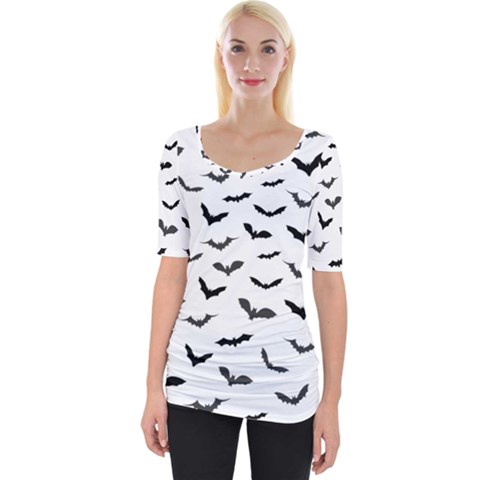 Bats Pattern Wide Neckline Tee by Sobalvarro