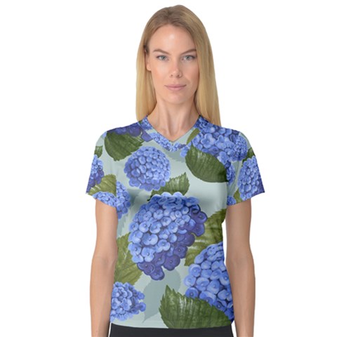 Hydrangea  V-neck Sport Mesh Tee by Sobalvarro