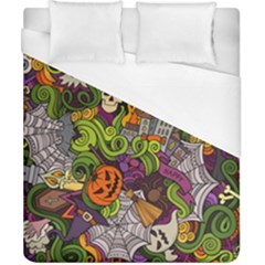 Halloween Doodle Vector Seamless Pattern Duvet Cover (california King Size) by Sobalvarro
