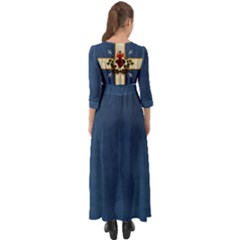 Quebec Flag Drapeau Québec Patriote Carillon Sacré-coeur Christian Catholic Old Vintage With Fleurs De Lys Button Up Boho Maxi Dress by Quebec