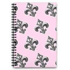French France Fleur De Lys Metal Pattern Black And White Antique Vintage Pink And Black Rocker 5 5  X 8 5  Notebook by Quebec