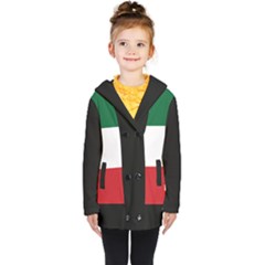 Flag Patriote Quebec Patriot Red Green White Modern French Canadian Separatism Black Background Kids  Double Breasted Button Coat by Quebec