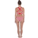 Candy Cane Red White Line stripes pattern peppermint Christmas delicious design Cross Back Hipster Bikini Set View2