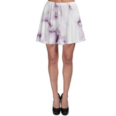 White Marble Violet Purple Veins Accents Texture Printed Floor Background Luxury Skater Skirt by genx