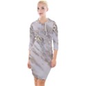 Marble with Metallic Gold intrusions on gray white Stone texture Pastel Rose Pink Background Quarter Sleeve Hood Bodycon Dress View1