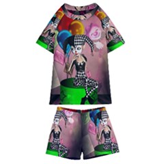 Cute Little Harlequin Kids  Swim Tee And Shorts Set by FantasyWorld7