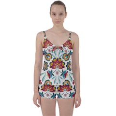 Baatik Print  Tie Front Two Piece Tankini by designsbymallika