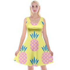 Summer Pineapple Seamless Pattern Reversible Velvet Sleeveless Dress by Sobalvarro