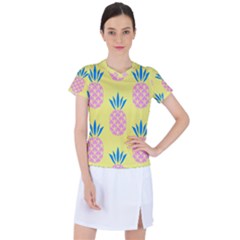 Summer Pineapple Seamless Pattern Women s Mesh Sports Top by Sobalvarro