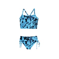 Blue Winter Tropical Floral Watercolor Girls  Tankini Swimsuit by dressshop