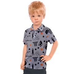 Slam Dunk Basketball Gray Kids  Polo Tee