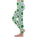 White Green Shapes Kids  Lightweight Velour Leggings View2