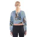 Merry Christmas, Funny Pegasus With Penguin Cropped Sweatshirt View2