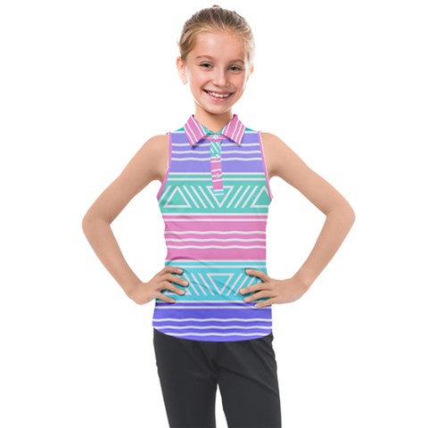 Aztec Print Kids  Sleeveless Polo Tee by designsbymallika
