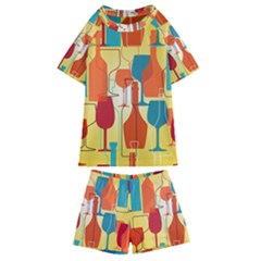 I Love Wine Kids  Swim Tee And Shorts Set by designsbymallika