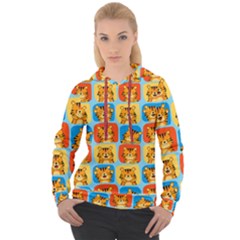 Cute Tiger Pattern Women s Overhead Hoodie by designsbymallika