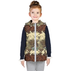 Wonderful Deer With Leaves And Hearts Kids  Hooded Puffer Vest by FantasyWorld7