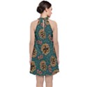 Christmas Seamless Pattern Velvet Halter Neckline Dress  View2