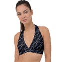 Black And White Ethnic Geometric Pattern Halter Plunge Bikini Top View1