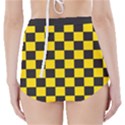 Checkerboard Pattern Black and Yellow Ancap Libertarian High-Waisted Bikini Bottoms View2