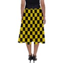 Checkerboard Pattern Black and Yellow Ancap Libertarian Perfect Length Midi Skirt View2
