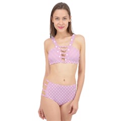 Pois Blanc/rose Cage Up Bikini Set