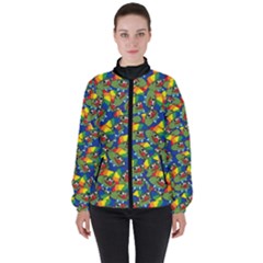 Clown World Pepe The Frog Honkhonk Meme Kekistan Funny Pattern Blue  Women s High Neck Windbreaker by snek