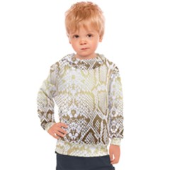 White And Gold Snakeskin Kids  Hooded Pullover by mccallacoulture
