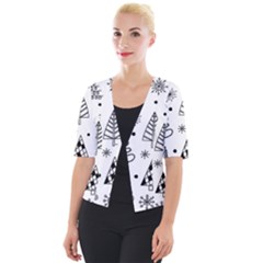 Seamless Pattern With Christmas Trees Cropped Button Cardigan by Vaneshart