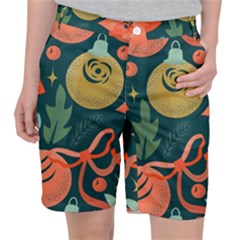 Colorful Vintage Christmas Pattern Pocket Shorts by Vaneshart