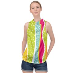 Abstract Lines High Neck Satin Top by designsbymallika