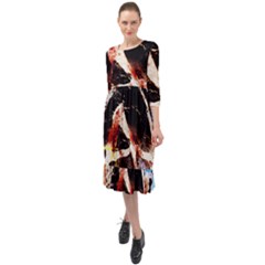 Egg In The Duck 4 Ruffle End Midi Chiffon Dress